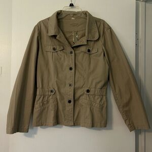 Casual Women's Khaki Utility Jacket - Lightweight Button Front